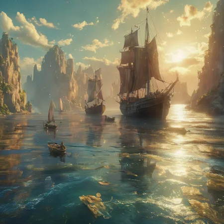 city underwater, blue atmosphere, rays of light shining through, highly detailed oil painting, unreal 5 render, rhads, Bruce Pennington, Studio Ghibli, tim hildebrandt, digital art, octane render, beautiful composition, trending on artstation, award-winning photograph, masterpiece <lora:MJ52:0.5> <lora:add-detail-xl:1>a long bay, at night, iconic limestone karsts emerging from the tranquil waters, sail boats, moonlight, quaint, serene, mythical, mystical, picturesque, exceptionally beautiful, ultra detailed, 8k, uhd