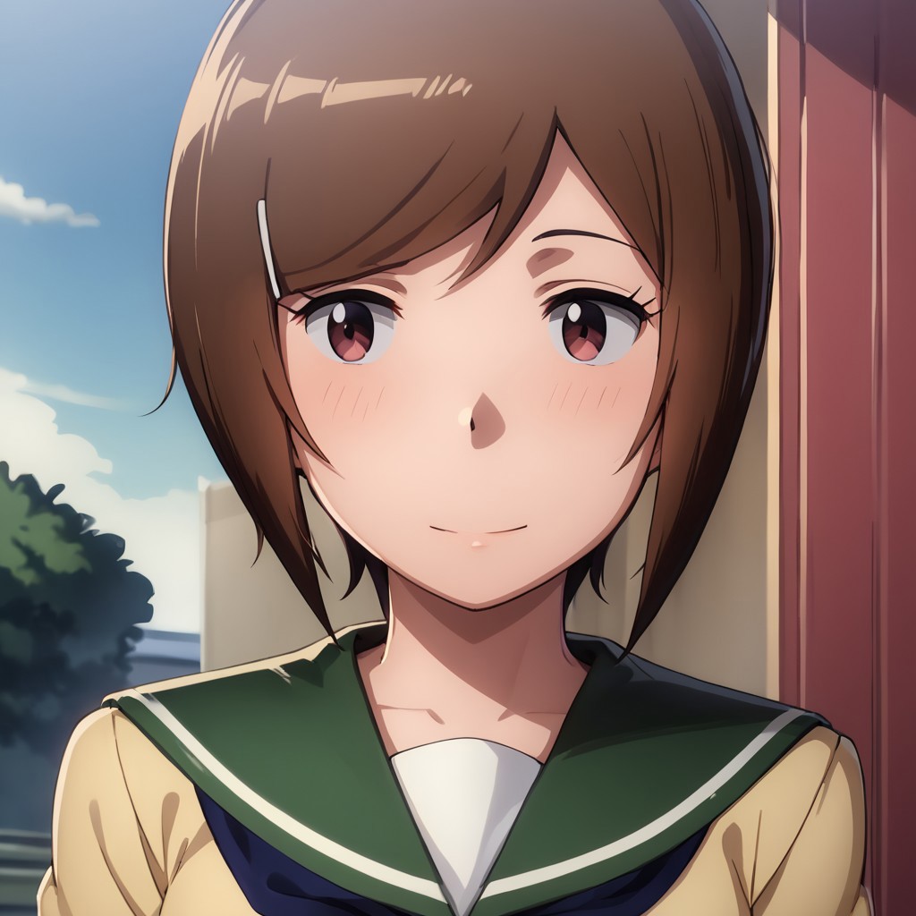 HikariTriV1,1girl,brown hair,school uniform