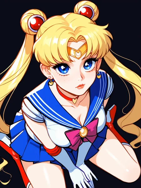 score_9, score_8_up, score_7_up, score_6_up, score_5_up, score_4_up,
BREAK
1girl, sailor moon, blonde hair, blue eyes, looking up,
BREAK
solo, sitting, from above, medium breasts,
BREAK
black background, <lora:Lunas-BlushySpicy-SDXL-A1:1>