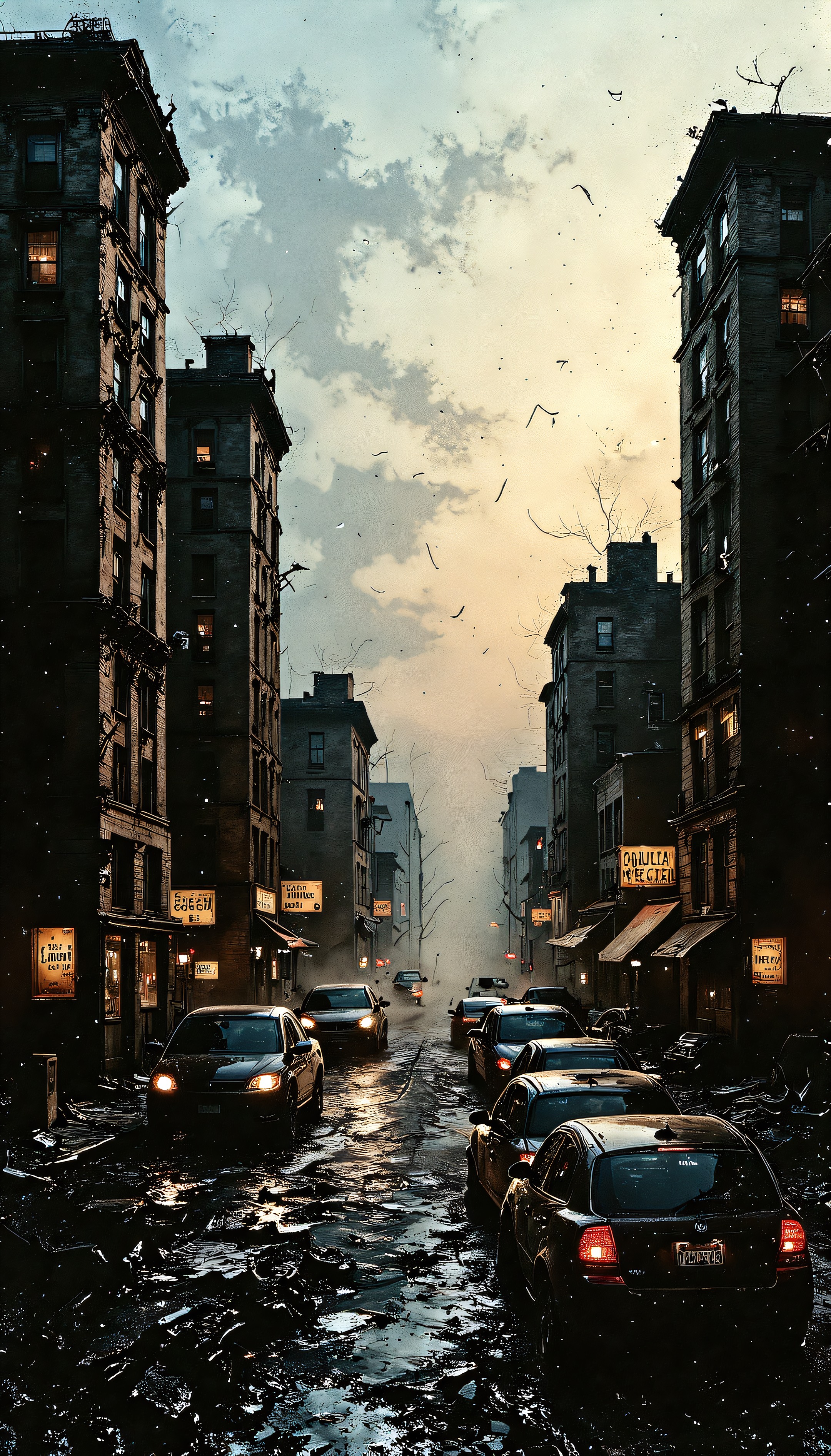 devast8, new york cityscape at dusk