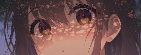 1 girl dappled sunlight and tree shade on face,closed-up to the face, focus on shiny eyes, (star-shaped glowing pupils),head out of frame, v_over_eye ,  detailed face,crack of light,blurry background,  nature lighting, b74_aes