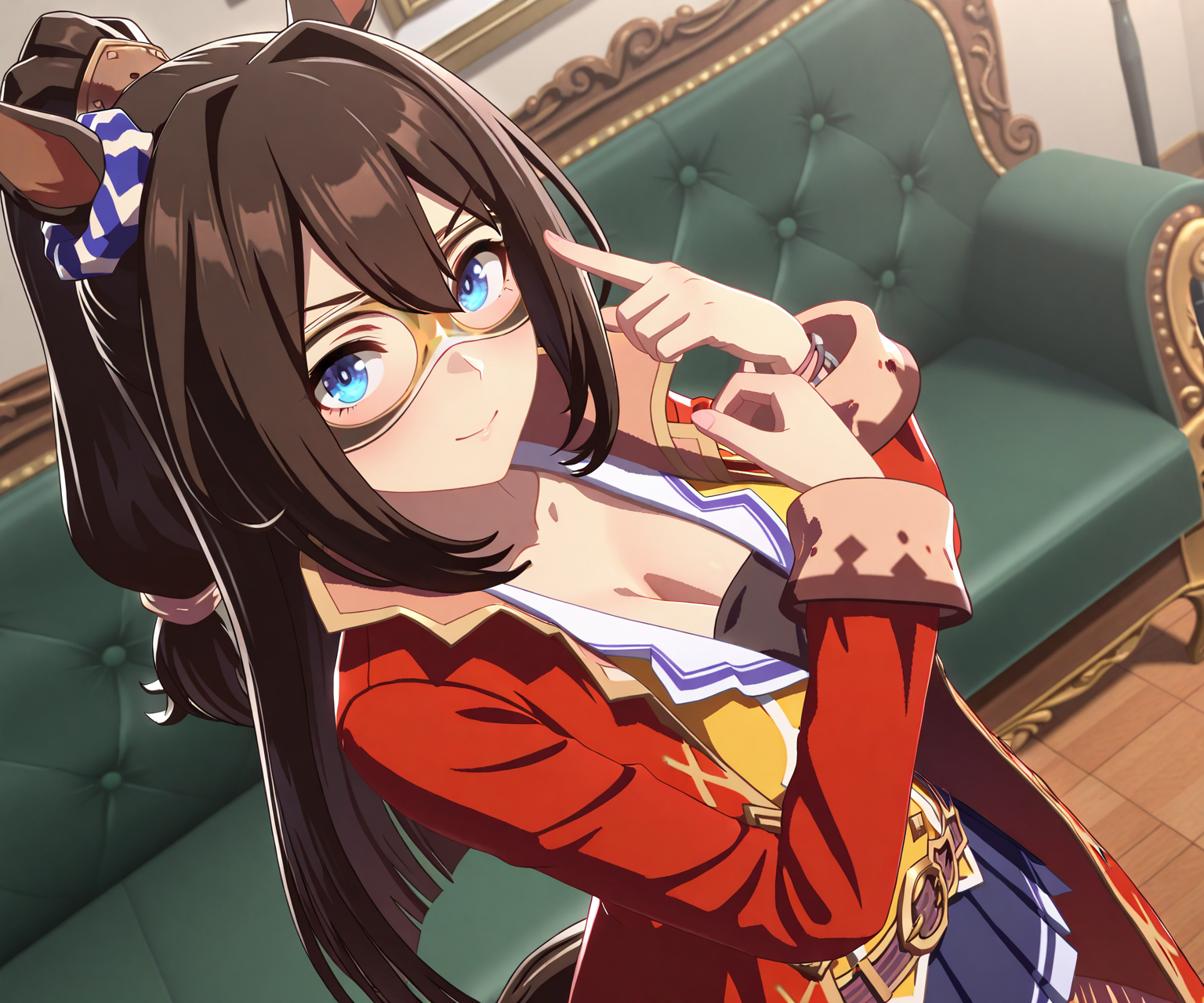 masterpiece, best quality, amazing quality, , 1girl, solo,  looking at viewer,  <lora:El Condor Pasa in game style 3D ILL-v2:1> ummsmingame, 3d, el condor pasa \(umamusume\)