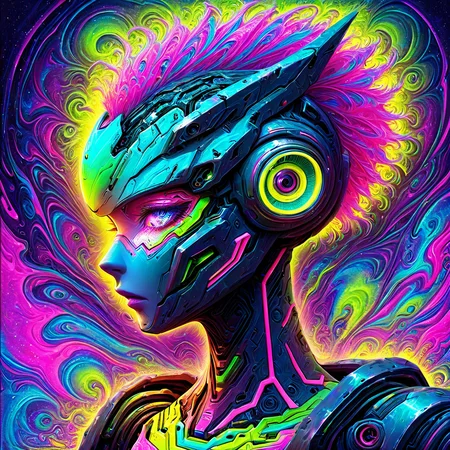 masterpiece,
psychedelicdream, robot,cyberpunk,solo,portrait,
, <lora:PsychedelicDream-xl-10:0.8>