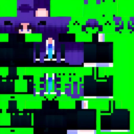 (minecraftskin, 1girl, solo, simple background, green background, full body:1.4), no mouth, no lineart, standing, blue archive, yuuka \(blue archive\), belt, black footwear, black gloves, black skirt, black suit, blue necktie, collared shirt, convenient leg, eyelashes, furrowed brow, gloves, hair ornament, half gloves, jacket, long hair, long sleeves, miniskirt, necktie, open clothes, open jacket, pleated skirt, purple hair, shirt, shoes, skirt, suit, triangle hair ornament, two side up, white belt, white jacket, white shirt,
masterpiece, best quality, absurdres