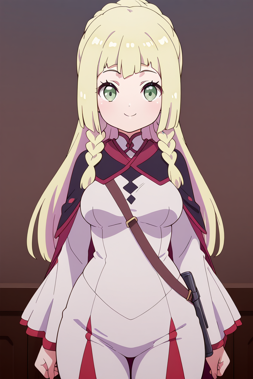 masterpiece, best quality, medium breasts, (curvy),  ,,, BREAK, zzLillie, long hair, braid, <lora:LilliePokemonIXL:1.0>,BREAK,  smile, looking at viewer, cowboy shot,   <lora:PrimaDoll_Style_IXL:1.0>,
