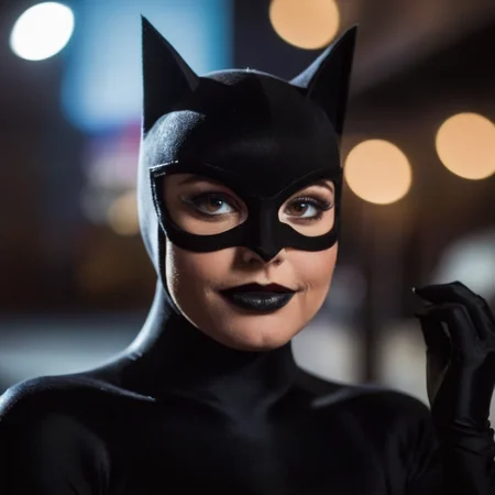 cinematic film still of  <lora:Batman The Animated Series Style:1.2>
In Gotham City a close up of a person wearing a black cat mask Batman The Animated Series Style, shallow depth of field, vignette, highly detailed, high budget, bokeh, cinemascope, moody, epic, gorgeous, film grain, grainy