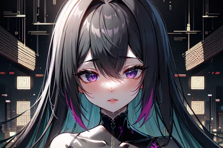 highly insanely detailed, masterpiece, top quality, best quality, highres, 4k, 8k, RAW photo, (very aesthetic, beautiful and aesthetic),
(code_style,codestyle),japanese text,english text,(sympattern,geometric pattern:1.2),
<lora:CodeStyle (half generic class)_564920:0.6>,
(1girl:1.3), 1other,
(industrial ruins) ,dark violet background,chrome background,camo green background,(color bokeh background,dripping colors background),âââ