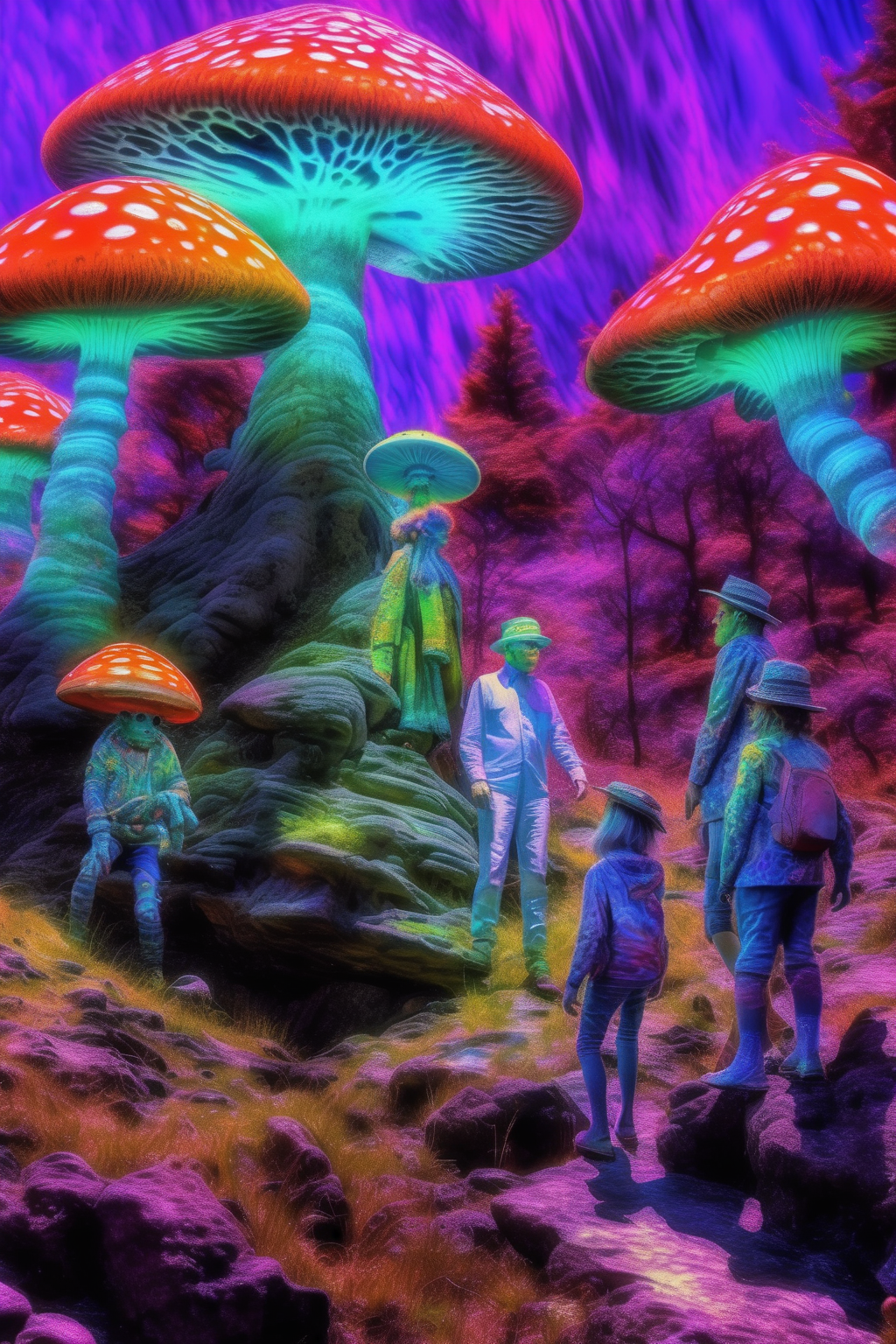 <lora:Larry Carlson Style:1>Larry Carlson Style - Halloweenpunk An extremely close up shot of a family of otherworldly alien shimmering monster bioluminescent mushroom beast on the rocks in sci-fi atmosphere of a vibrant thriving coral reef vivid ripples with spiritual refraction caustics, by Anders Zorn, Ivan Shishkin, Donato Giancola, Greg Rutkowski, DSLR RAW Photo, Kodak Portra anamorphic, vibrant cinematic raking light, photorealistic, ultra - realistic, stunning, highly - detailed, sharp focus, epic, subsurface scattering, rule of thirds, chromatic aberration, global illumination