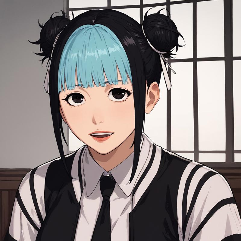 Hinao, female, woman, girl, odango hair, odango hairstyle, hairbuns, bun, buns, strands, bangs, fringe, hairbangs, hair bangs, dyed hair, two-tone hair, two tone hair, colored hair, multi-colored hair, multicolored hair, perfect, perfection, solo, 1girl, flawless, detailed faced, detailed eyes, detailed, good art, best quality, highest, quality, good anatomy, perfect anatomy, masterpiece, beautiful, insanely detailed, anime, well-drawn, BREAK, score_9, score_8_up, score_7_up, score_6_up