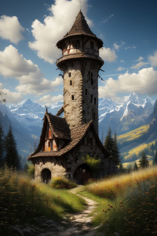 realistic analog photo, award winning photo, 
fantfa, background, mountain, trees, foreground, field, house, farm, farmland, witow, a wizard tower, blue sky
high-quality, crisp, sharp, professional-grade, high-resolution, fine detail, accurate colors, low noise, fast shutter speed, wide dynamic range, precise focus, RAW, highres, 8k, uhd, High Dynamic Range, tonemapping, crisp details,