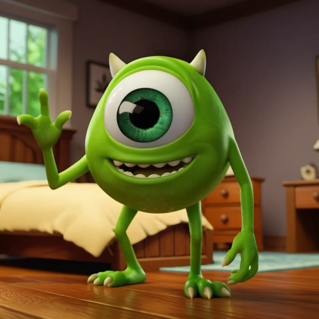 BobRazowski1024, a short green creature ((with one eye)) smile in a bedroom, dabs, detailed eyes, highly detailed , photography, ultra sharp, film, bokeh, professional, 4k, highly detailed   <lora:add-detail-xl:1.5>  <lora:BobRazowski1024:0.8>