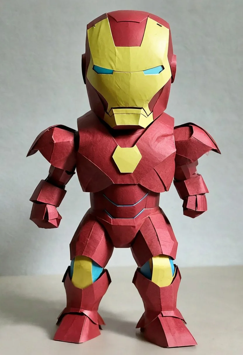 made out of ral-ppr, papercraft, paper, ironman, <lora:ral-ppr-sdxl:0.7>, positive emotional, professional fine composition, beautiful composition, dramatic, fertile, confident, extremely stylish, cinematic, beautiful