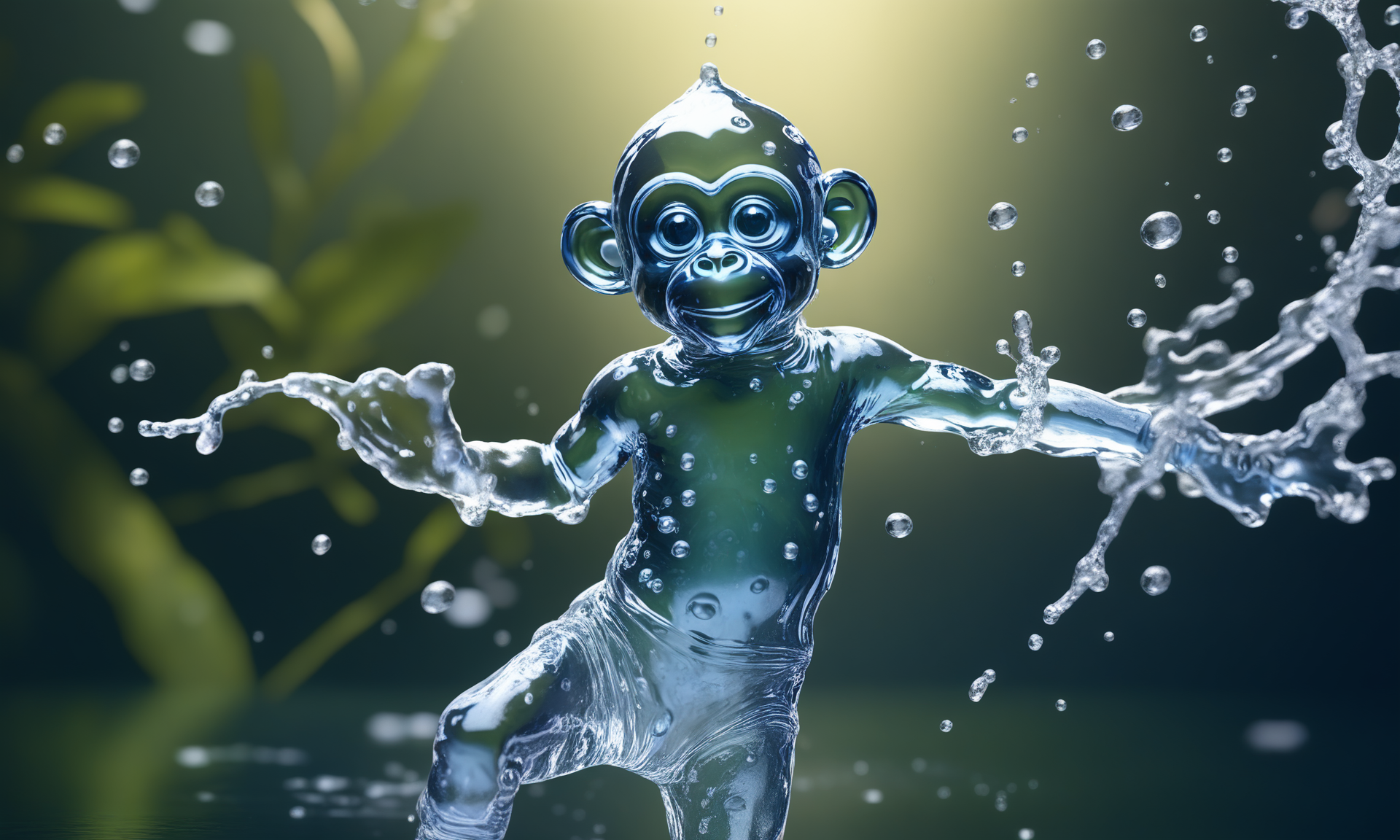 <lora:watercd_xl-000008:0.7>,a transparent water elemental monkey made of (watercd_xl,wavy,brightness,contortion,abstract) in pool,water eyes,water hairs,water body,splash water,water drops,no humans,long-focus,tilt-shift,outdoors,on water,full body,chinese zodiac,cutie,cute,still life,front view,facing viewer,looking at viewer,ethereal fantasy concept art,magnificent,epic,majestic,magical, emotional,harmonious,high budget,moody,epic,gorgeous,perfect lighting,realistic,photorealistic,photographic,photo (medium),real,moody lighting,volumetric lighting,reality ray tracing,8K,HDR,UHD,masterpiece,best quality,highly detailed,high resolution,finely detail,extremely detailed,ultra detailed,wallpaper