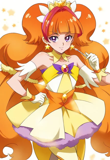 8k hd, (uncesored:1.2), 1girl, curetwinkle, long hair, orange hair, purple eyes, <lora:PrettyCureGoPrincess_CureTwinkle_bbccaaa:1>