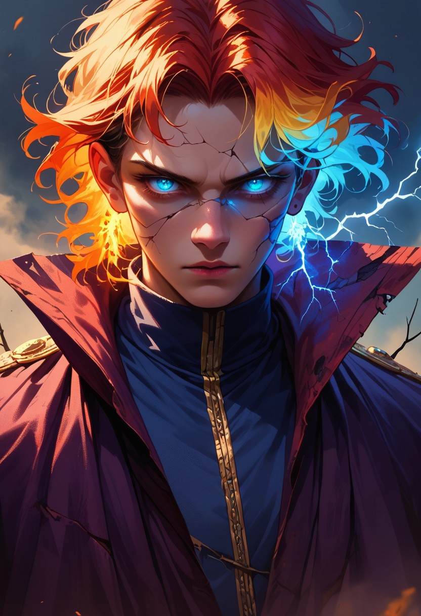 score_9,score_8_up,score_7_up,score_6_up,source_anime, hi res, masterpiece, best quality, highres, subsurface scattering, sss, Glowing blue eyes coming out of a hazy fog, with electricity coming out of eyes,
 Post-Apocalyptic undertones, enigmatic presence, cracked, striking color palettes, alternate reality, playful aesthetics, rich textures and tones,Striking visual narrative, abstract flows, glowing hair