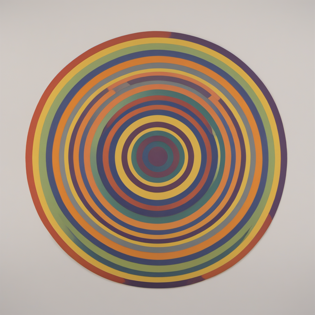 escarapela Le Parc  a rainbow colored circle with a white background abstraccion geometrica, orange, yellow, red, blue, purple, violet, cockade, escarapela, circular stripes <lora:LeParc_AI_LoRA_XL_v2.0:1>