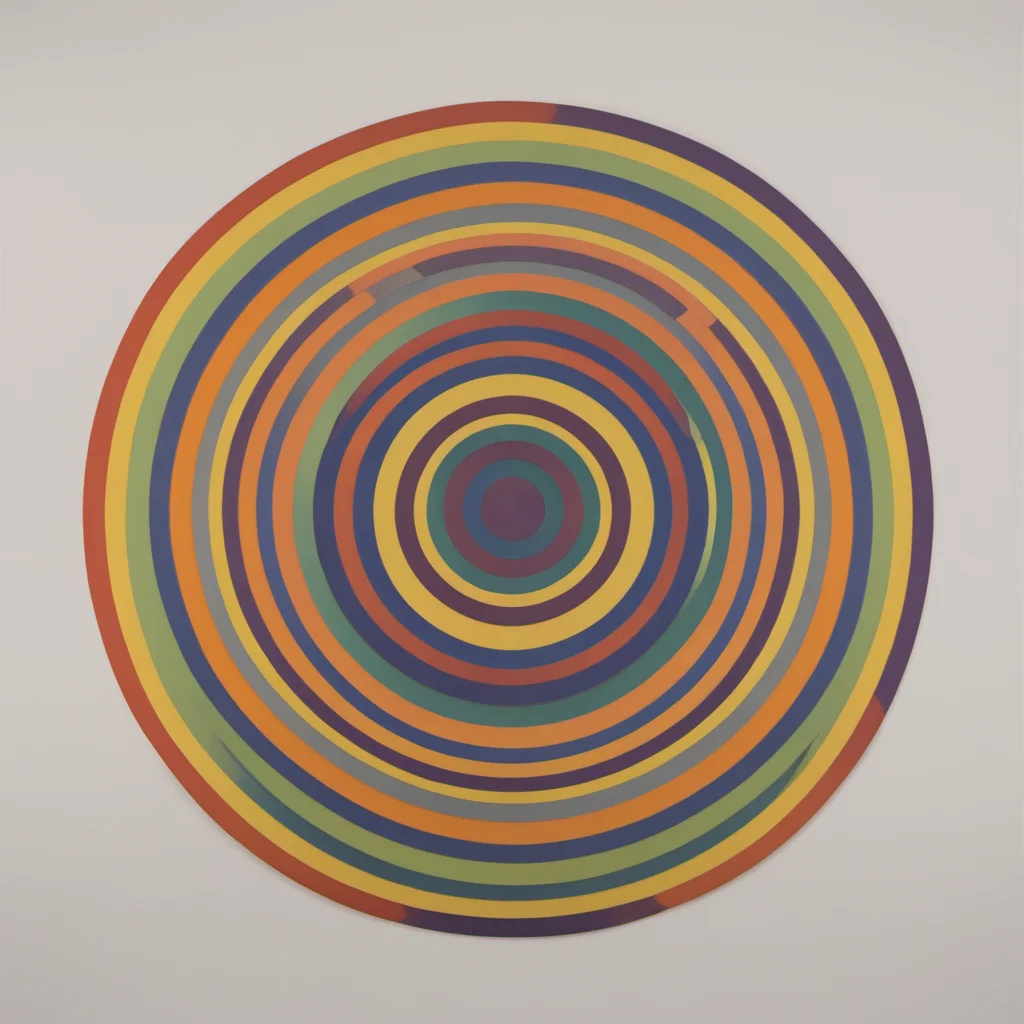 escarapela Le Parc  a rainbow colored circle with a white background abstraccion geometrica, orange, yellow, red, blue, purple, violet, cockade, escarapela, circular stripes <lora:LeParc_AI_LoRA_XL_v2.0:1>