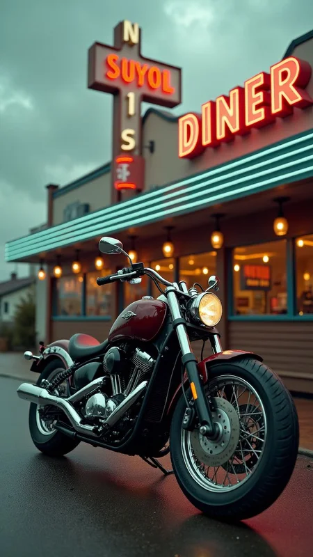 A vintage motorcycle parked in front of an old diner, with a neon sign flickering and a cloudy sky above.
, <lora:aidmaImageUpgrader:0.25> aidmaimageupgrader ,
<lora:aidmaHyperRealismV0.2:0.7> aidmahyperrealism