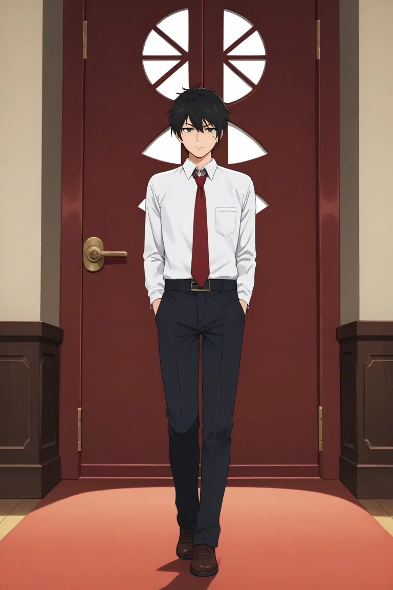 score_9, score_8_up, score_7_up, source_anime, rating_safe, intricate details, (realistic:0.6), , , 1boy, solo, male focus, <lora:hatz_kami_no_tou_pony:0.76>, hatz_kami_no_tou, black hair, black eyes, short hair, mole, mole under eye, , , from afar, full body, school, indoors, dark, arms behind back, :\3, , <lora:sdxl_lightning_8step_lora:1>