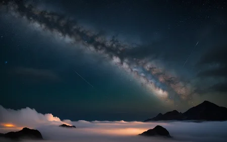 (masterpiece, high quality, highres,Highest picture quality), (Master's work),
detailed background, masterpiece, best quality, scenery, mountains,starry sky, night, night sky,star, Milky Way,(fog:0.9), silence nature,moonlight, ocean,
<lora:epiNoiseoffset_v2:1>, <lora:mochaBeautifulSky_v10:0.6>