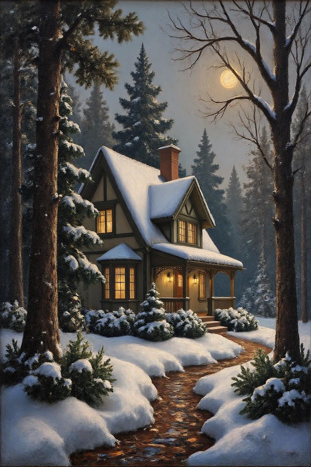 janver1 oil painting. a beautiful house at christmas, snowing, forest background  <lora:janver3_handc_d6a3e13:1.0><lora:806202040763250725:0>