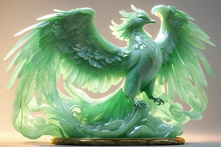 jade Sculptureï¼jade, realisticï¼Phoenix, feathered wings, cinematic light, <lora:jade:0.7>