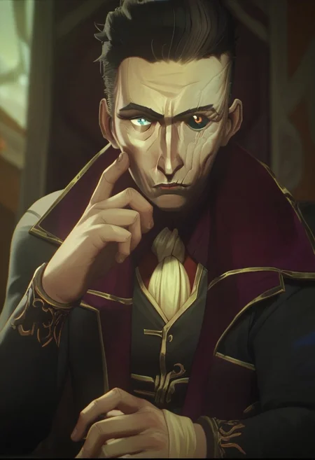 score_9, score_8_up, score_7_up, score_6_up,
s1lc0 , Silcochembarons, Silco /(league of legends arcane/), solo, looking at viewer, short hair, bangs, blue eyes, shirt, black hair, long sleeves, 1boy, sitting, closed mouth, jacket, yellow eyes, upper body, male focus, hand up, blurry, black jacket, ascot, heterochromia, colored sclera, scar across eye, black sclera ,/(league of legends arcane/),
