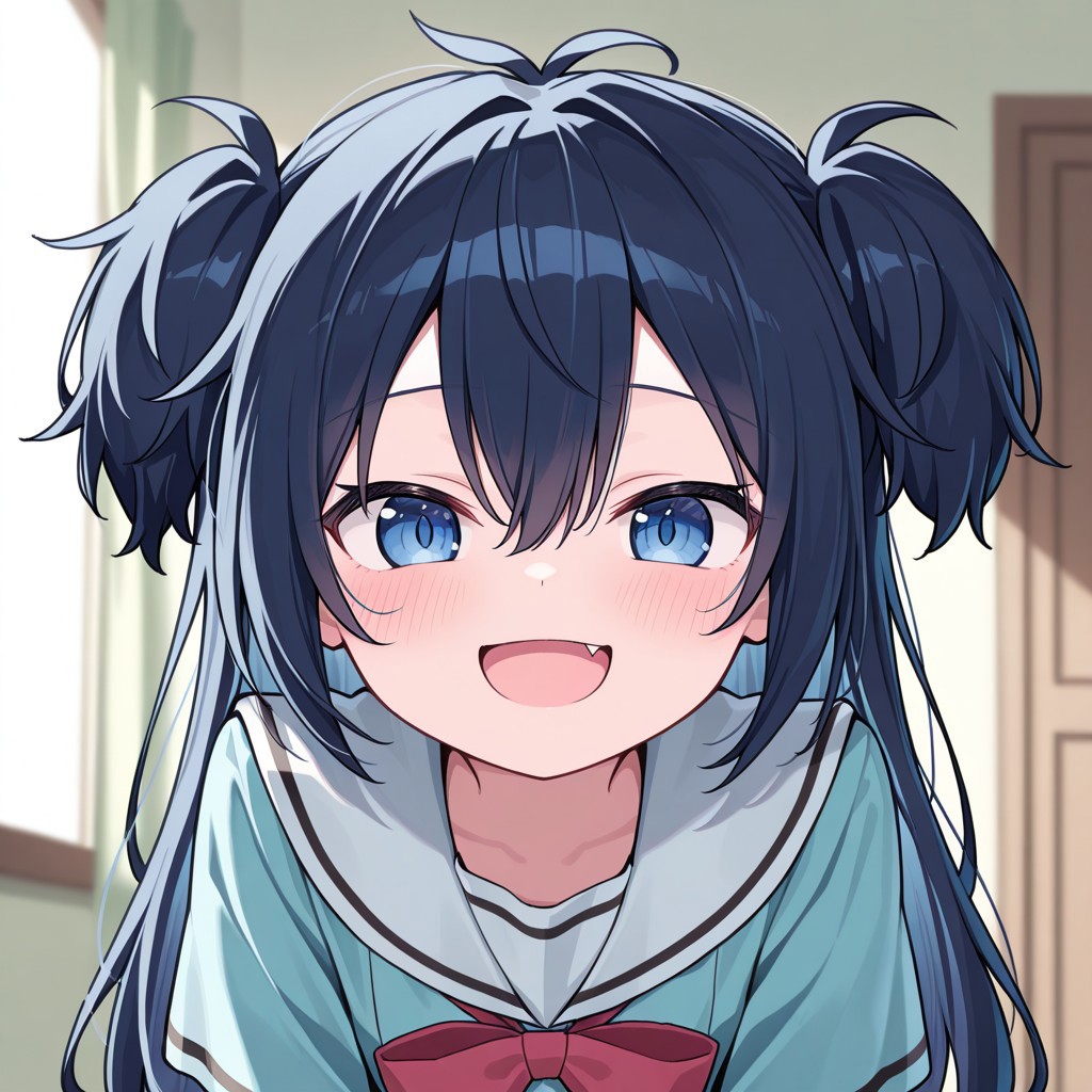 masterpiece, best quality, 32k, high resolution, absurdres, koube shio, POV, looking at viewer, blush, smile, open mouth, fang