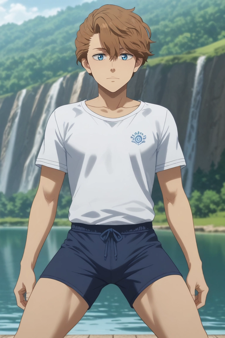 score_9, score_8_up, score_7_up, , rating_safe, , anime screencap, , official style, , depth of field, 1boy, solo, male focus, <lora:langris_vaude_pony:0.88>, langris_vaude, brown hair, blue eyes, short hair, hair between eyes, from below, river, dawn, yoga, distracted, aloof, oblivious, , <lora:sdxl_lightning_8step_lora:1>