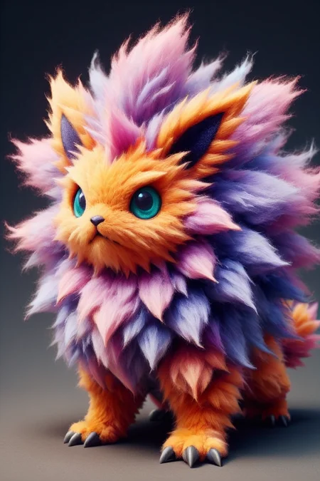 martius_fuzz bright proton pokemon, colorful <lora:Colorful_Fuzzy_Style:0.8>