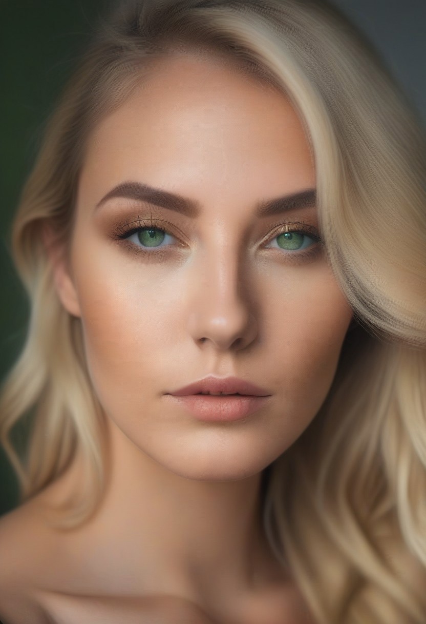 highly realistic, creative, sensual, (1woman:1.1), extremely detailed, long blonde hair, [blue eyes:green eyes:0.7], realistic, creative, and sensual, featuring a woman with long blonde hair and her eye color being a mix of blue and green with more inclination towards green., heavy makeup, eyeshadow, (closed mouth:1.4),, (masterpiece, high quality, best quality:1.3), (photorealism:1.3), (dynamic shadows, dynamic lighting:1.2), (natural skin texture:1.5), (natural lips, detailed lips:1.3), (natural shadows, detailed shadows:1.5), (hyperrealism, soft light, sharp), (hdr, hyperdetailed:1), (intricate details:0.8), detailed eyes, detailed hair, detailed skin, 8k, (cinematic look:1.4), insane details, intricate details, hyperdetailed, low contrast, soft cinematic light, exposure blend, hdr, faded, slate gray atmosphere