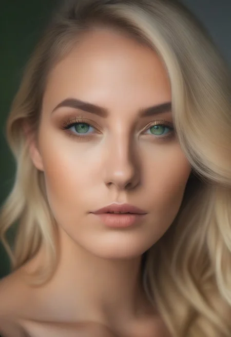 highly realistic, creative, sensual, (1woman:1.1), extremely detailed, long blonde hair, [blue eyes:green eyes:0.7], realistic, creative, and sensual, featuring a woman with long blonde hair and her eye color being a mix of blue and green with more inclination towards green., heavy makeup, eyeshadow, (closed mouth:1.4),, (masterpiece, high quality, best quality:1.3), (photorealism:1.3), (dynamic shadows, dynamic lighting:1.2), (natural skin texture:1.5), (natural lips, detailed lips:1.3), (natural shadows, detailed shadows:1.5), (hyperrealism, soft light, sharp), (hdr, hyperdetailed:1), (intricate details:0.8), detailed eyes, detailed hair, detailed skin, 8k, (cinematic look:1.4), insane details, intricate details, hyperdetailed, low contrast, soft cinematic light, exposure blend, hdr, faded, slate gray atmosphere