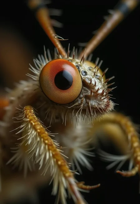 macrophotograph of the eye of a praying locust, extremely detailed closeup