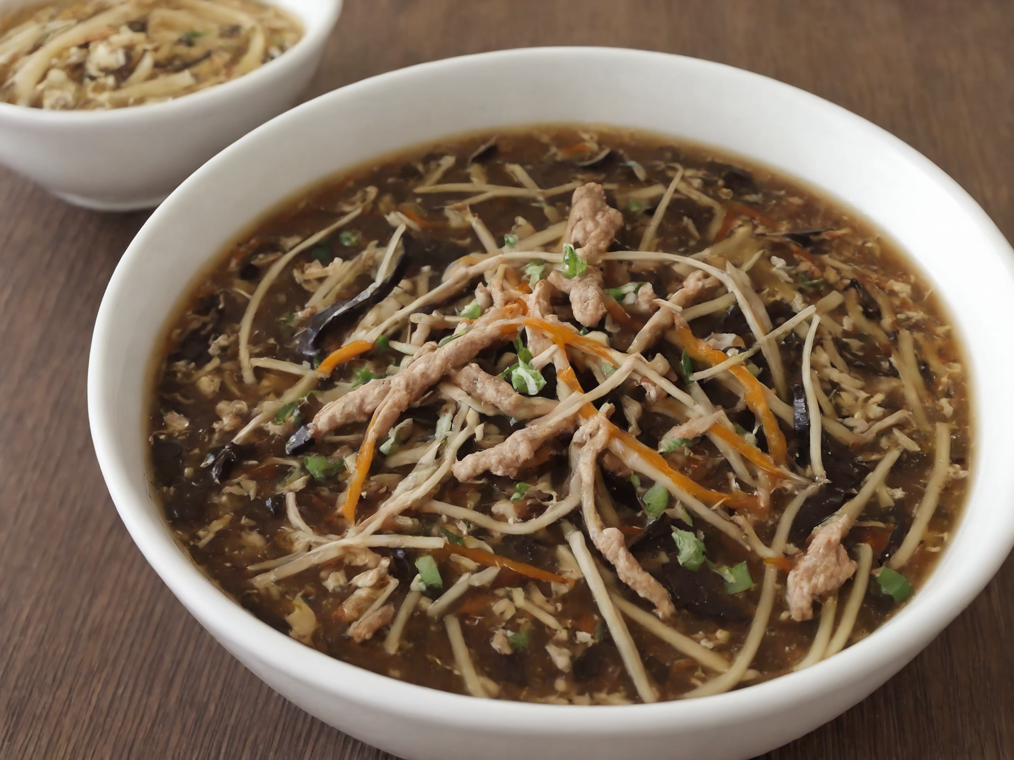 A bowl filled with sssoup, steaming and inviting. The sssoup should have a rich and appetizing color, possibly with visible ingredients or garnishes that enhance its appeal. The scene should be as realistic as a high-resolution photograph, with the focus primarily on the bowl and its contents. The lighting should be soft and warm, highlighting the textures and details of the sssoup,   <lora:sssoup5:0.85>