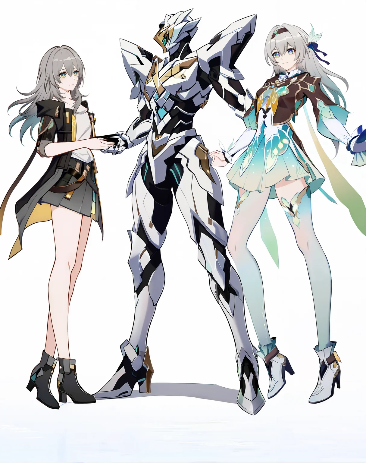 (8k:0.9), best quality, masterpiece, (ultra-detailed:1.2), (high detailed skin), full body, white background, best quality, masterpiece, (ultra-detailed:1.1), good background, liduke:1.3, reoen:1.2, kyusoukyu:1.2, konya karasue:1.2, wanke1.1, rella,
<lora:LKtrain-kohaku-Tanger-000010:0.8>, 1 Sam /(honkai: star rail/) and 1 Firefly /(honkai: star rail/) and 1 stelle /(honkai: star rail/), 2girls and 1 robot, 3 anime characters standing next to each other, light smile,