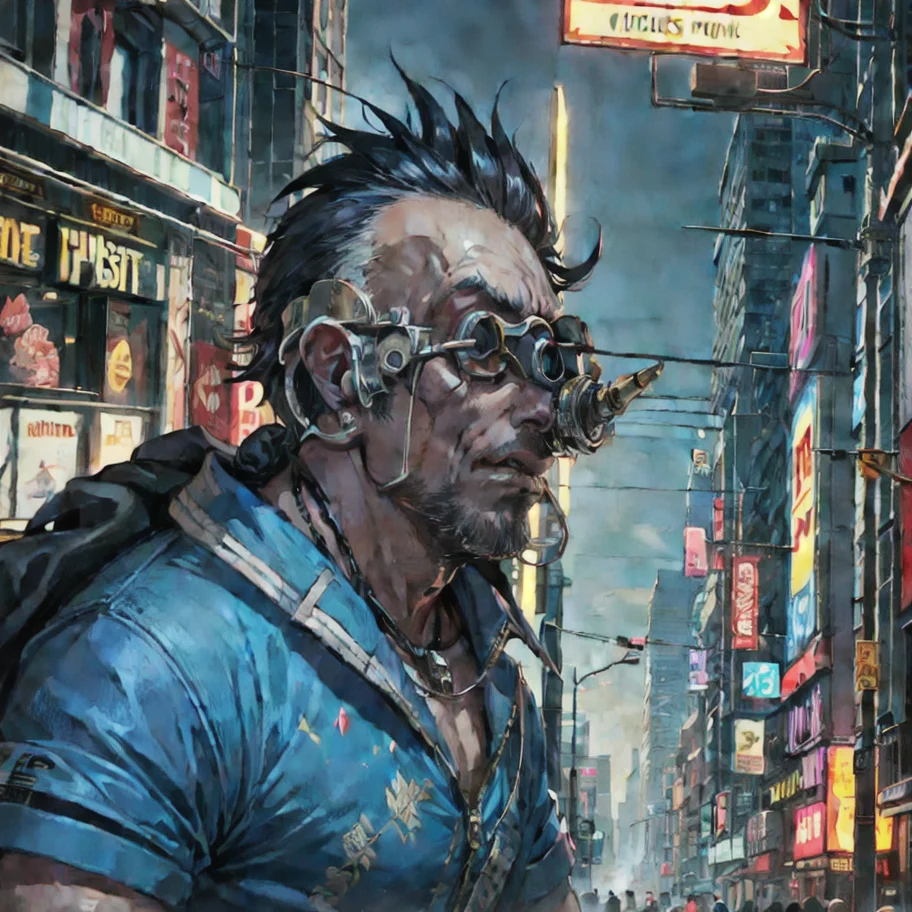 city, cyberpunk, fantasy punk, asian punk, steam punk, Highly detailed and finely crafted with crazy details, The man is destroying city