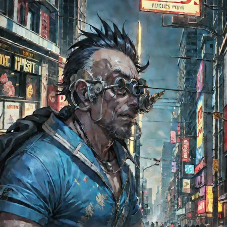 city, cyberpunk, fantasy punk, asian punk, steam punk, Highly detailed and finely crafted with crazy details, The man is destroying city