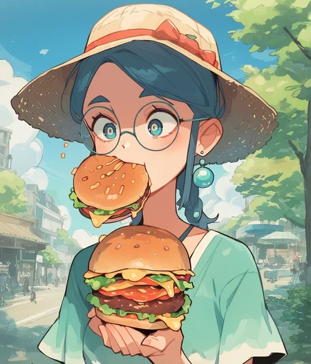 cute woman eating a hamburger, outdoors park
score_8_up <lora:last-000005:1>
