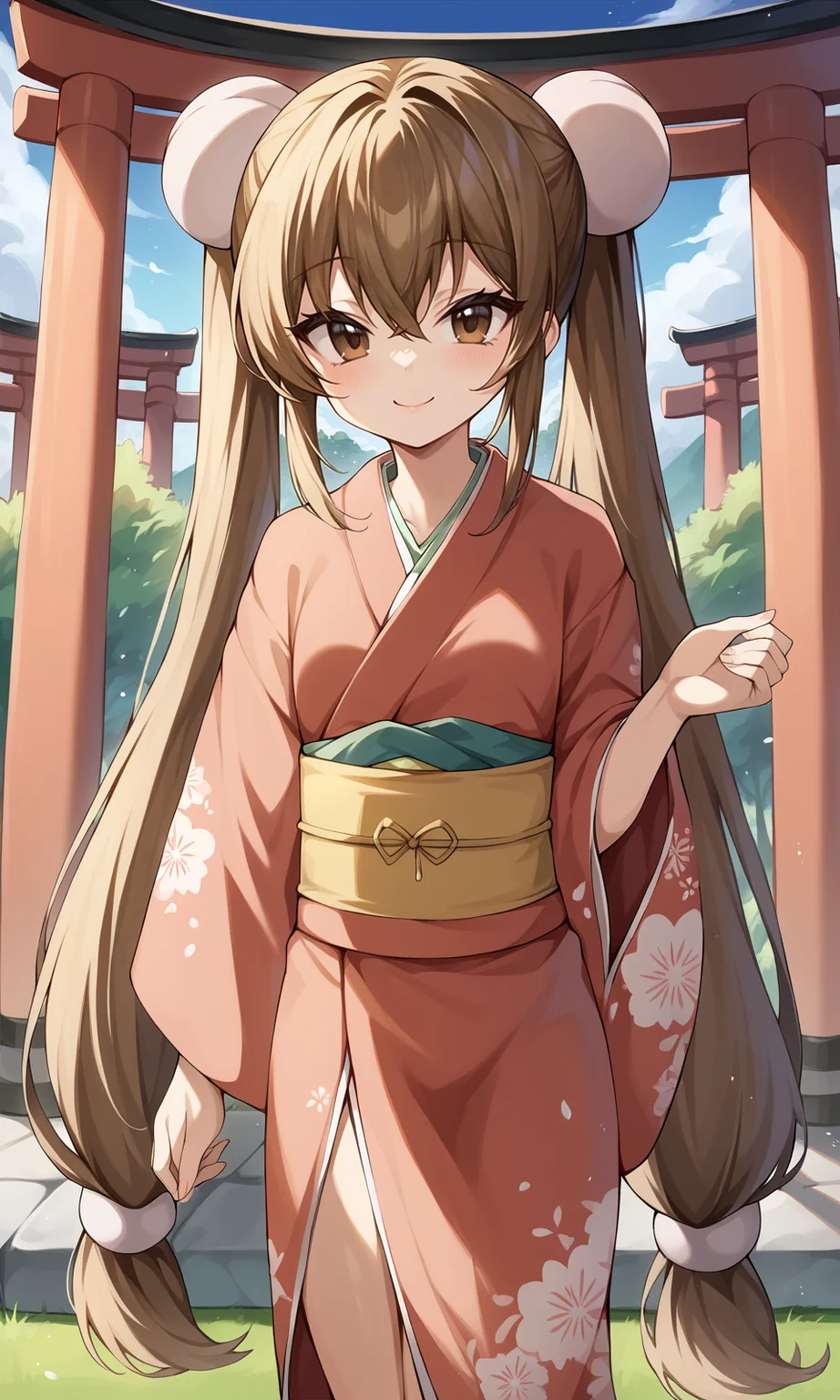 score_9, score_8_up, BREAK
1girl, kokonoerin, brown eyes, brown eyes, very long hair,
kimono,
looking at viewer, light smile, cowboy shot,
outdoors, torii,
<lora:KokonoeRin_Pony:1>