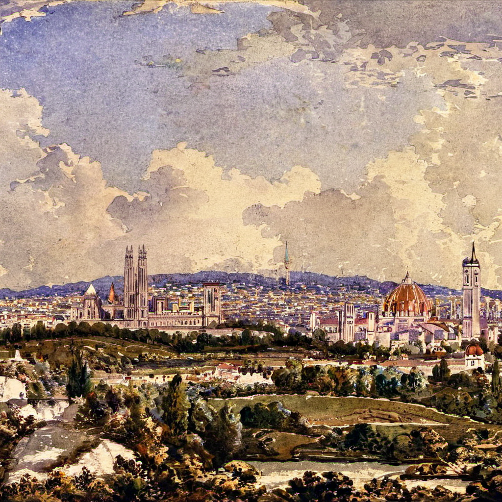 wcxl, city skyline <lora:watercolorXL:1>