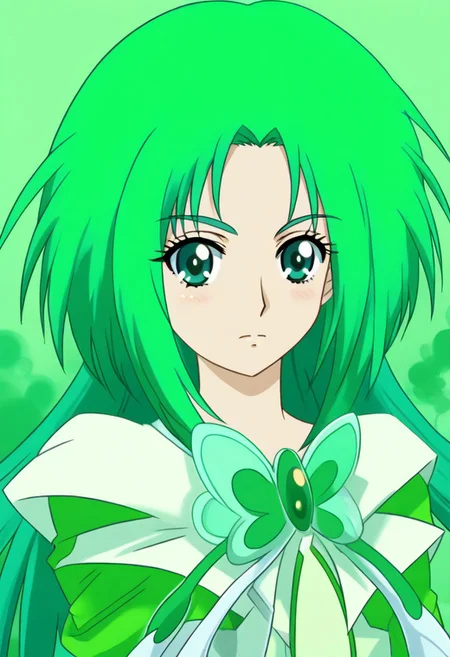 detailed background, green hair,, shiny skin,green eyes,<lora:curemint.:1>, curemint, solo,