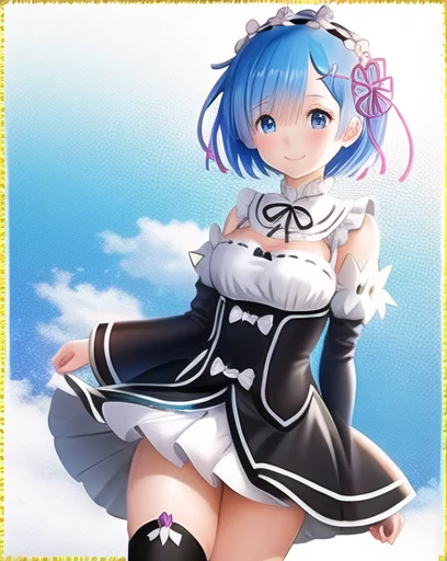Rem3-2600:0.7, rem,re:zero,highres,(masterpiece_1.0),(best quality_1.0),standing,smiling,face,looking at viewer