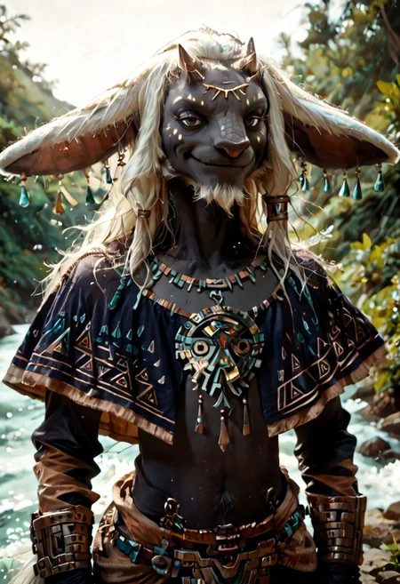 score_9, score_8_up, score_8, score_7_up, rauru totk, anthro, scalie, 1boy, solo, zonai, white hair, dark fur, athletic, sexy pose, smug, cinematic, photorealistic, hyperrealism, real life, hi res, extreme detail, masterpiece, best quality, fur