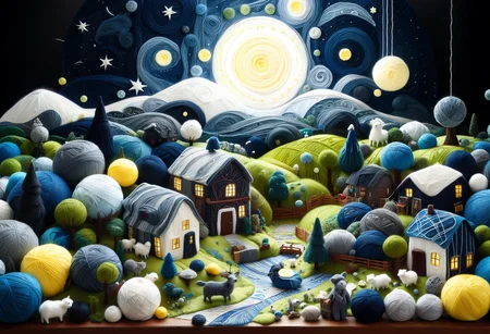 masterpiece, very aesthetic, absurdres, newest, Yarnworld, the starry night <lora:Challenge_Winnifier:0> <lora:Yarnworld-000017:1>