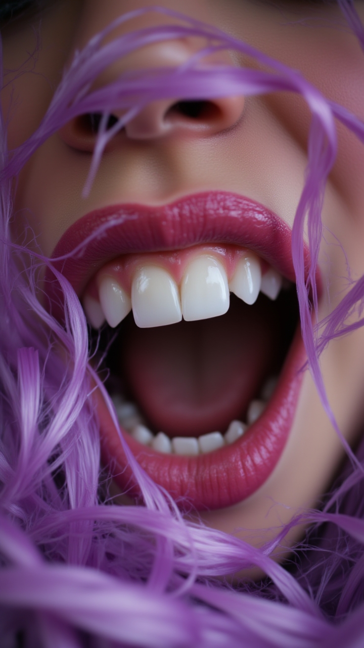 Girl, Violet Tooth, woman, detailmaximizer, midjourneyv6.1, tactile and visual interest, feminine, womanly