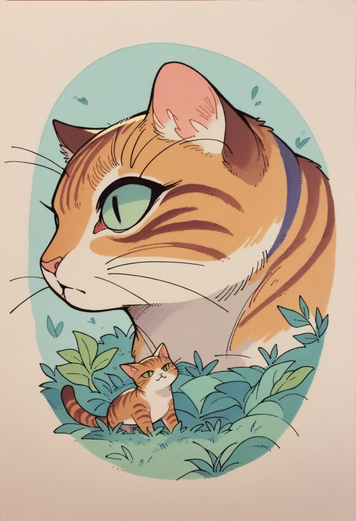 score_9, score_8_up,score_7_up, source_ anime, 1girl, simple background,traditional art,  cat, standing, forest, double rainbow,
<lora:Traditional_art_v4_USENEG:-0.9>