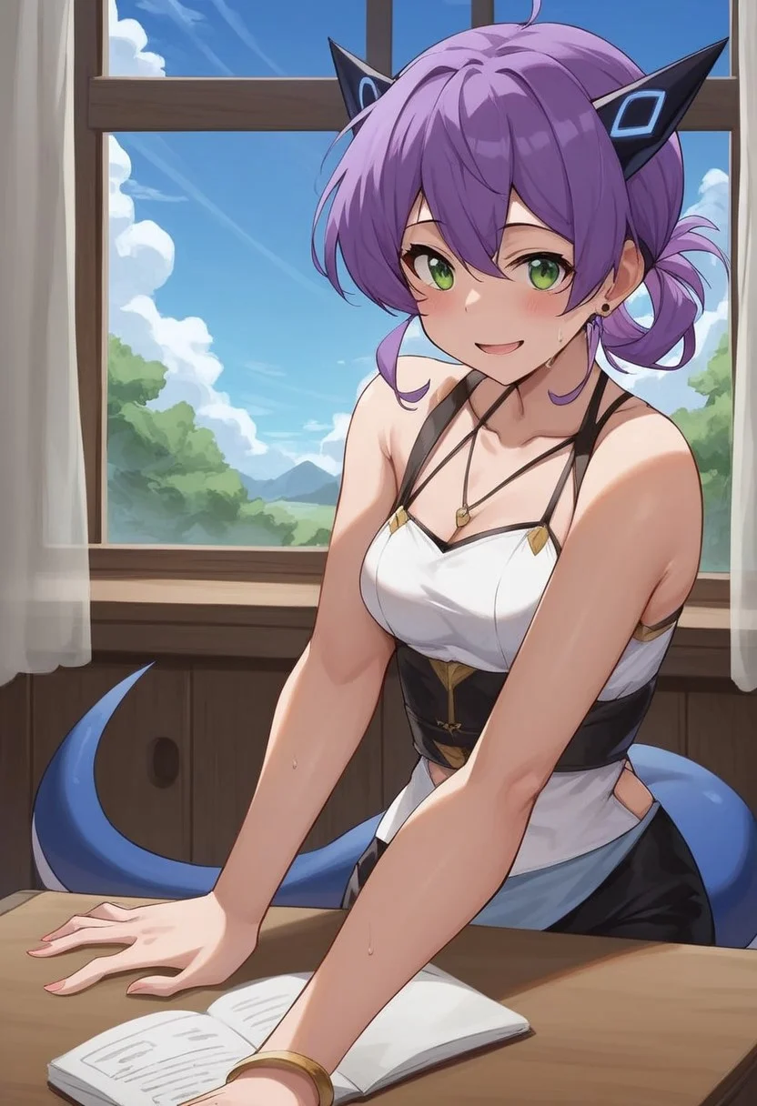 score_9, score_8_up, score_7_up, source_anime, (1girl),(solo:1.9)
BREAK,
HDA_MasterpieceXL_v.1,perfect hands
BREAK
1girl: <lora:Flatorte ST300N-v:1>, Flatorte,Dragon horns,
small horns, dragon tail, blue tail, purple hair,
hair up, side curls, light green eyes, small breasts,
BREAK
pose sexy,chest up view, casual clothing, full body
BREAK
nursing, stretcher, desk, window, sky, clouds