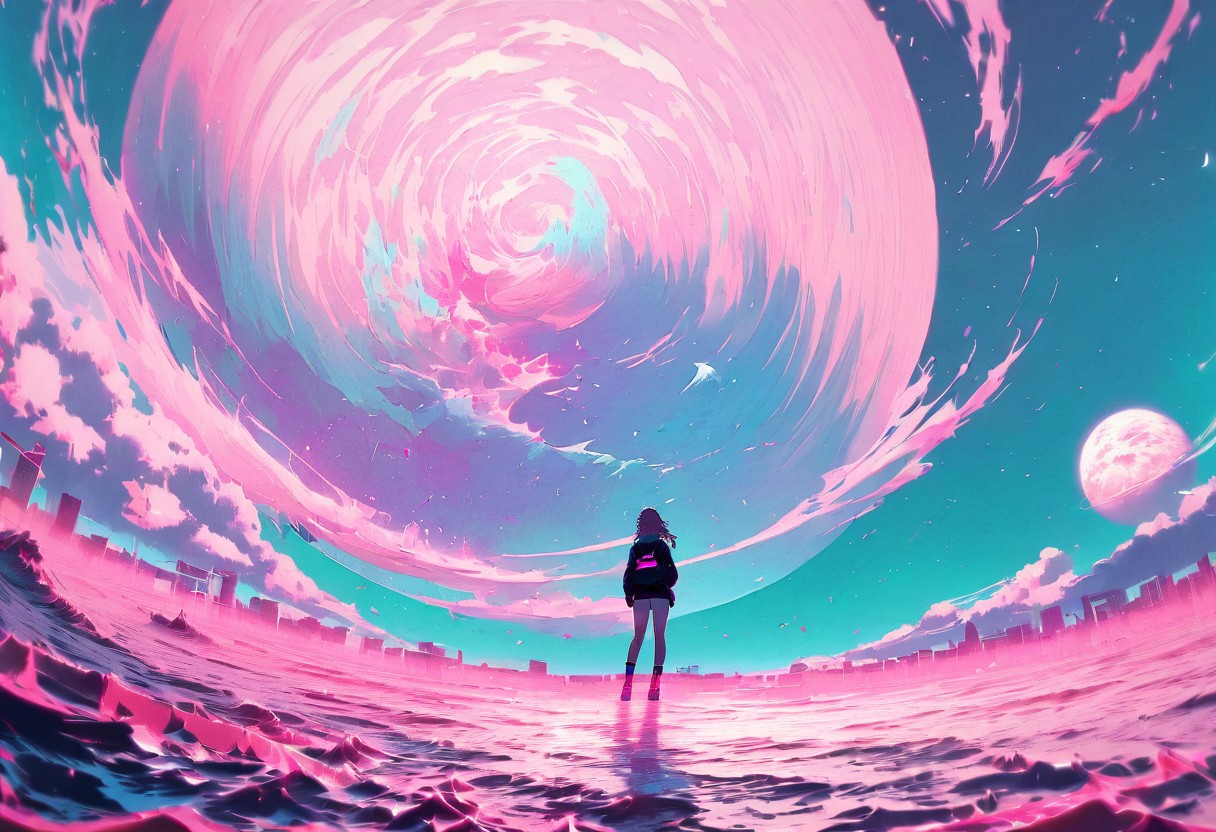 vaporwave art,one girl