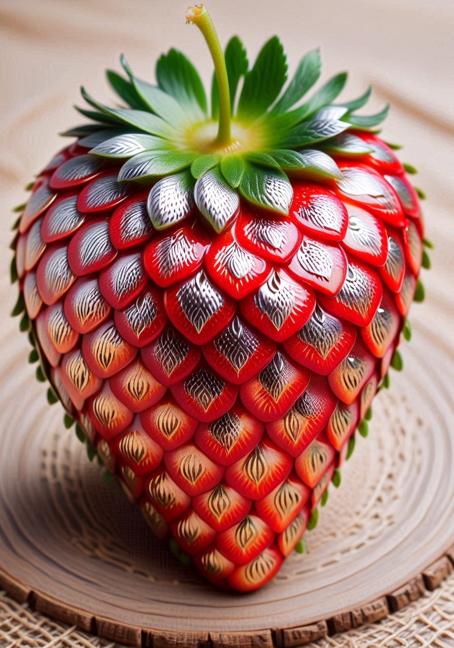 a strawberry, scaleboundsdxl, <lora:scaleboundsdxl:1>, best quality, masterpiece, intricate