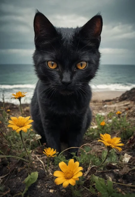 (Soft Lighting Photography by Mimoza Veliu and Mario Giacomelli:1.2), award-winning photography, photo of a cat inside a destroyed badly damaged space ship in a beautiful beach, Cats running around:1.5, (Broken windows, broken body, spare parts scattered nearby.) Grass and flowers grow around it. Sunny summer day. ocean. Calm and beautiful. Detailed art, many details, cute, adorable, fairytale, storybook detailed illustration, cinematic, ultra highly detailed, beautiful details, vibrant colors, complex background, fine art, best quality, hyper detailed, professional poster art, bold lines, award winning, trending on ArtStation , (intricate details, masterpiece, best quality:1.4), aesthetic and beauty, astounding details, high depth of field, f/4, framing, breakthrough, collodion process, soft particles, ageless atmosphere, (maroon and marigold colors:0.1),dark, chiaroscuro, low-key,